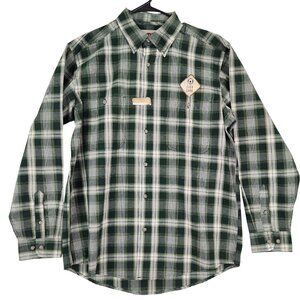 Wrangler Shirt Men's Large Green Plaid Long Sleeve Button Down Shirt Rugged Wear